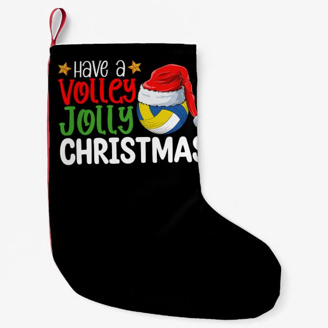 Petite Chaussette De Noël Vacances Volley Jolly Noël Volleyball (Devant)