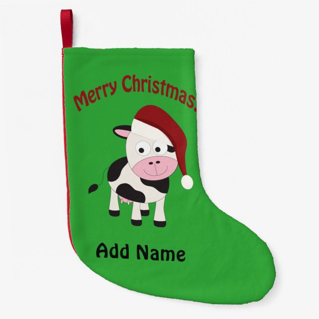 Petite Chaussette De Noël Vache de Noël Joyeuse sur mesure (Devant)