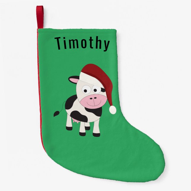 Petite Chaussette De Noël Vache de Noël personnalisable (Devant)