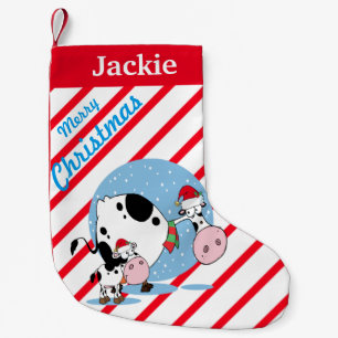 Petite Chaussette De Noël Vaches à pays avec le bas de Noël de casquettes 