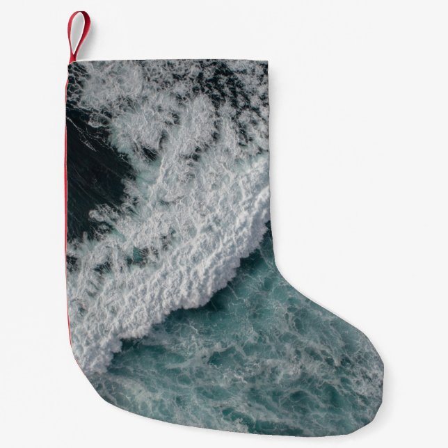 Petite Chaussette De Noël vague océanique (Devant)