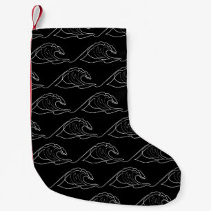 Petite Chaussette De Noël Vagues de mer Contour blanc Surf artistique Été