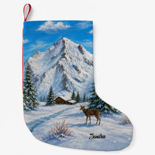 Petite Chaussette De Noël Vallée de la montagne enneigée