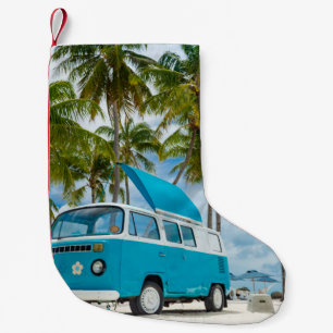 Petite Chaussette De Noël Van bleu et blanc sur la plage