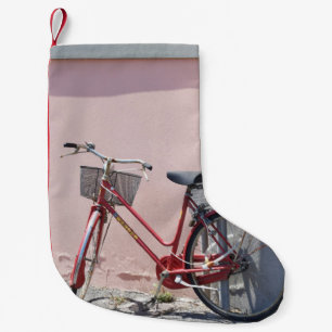 PETITE CHAUSSETTE DE NOËL VÉLO DE COMMUTATEUR ROUGE SUR ROUTE