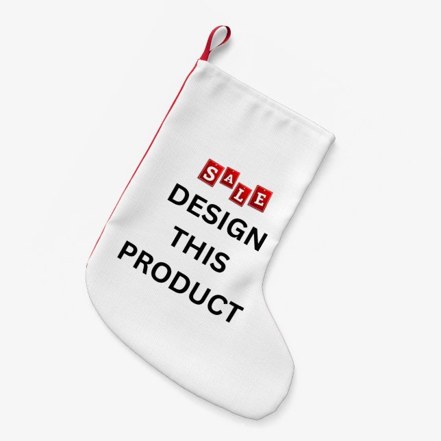 Petite Chaussette De Noël VENTE ! Poids petit - Faux Linen - Rouge Retour (Devant (Accrochage))