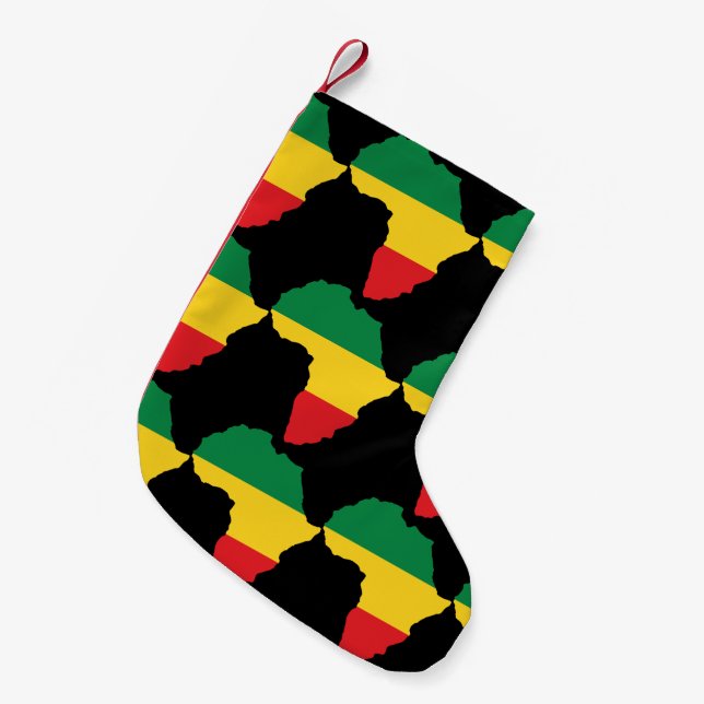 Petite Chaussette De Noël Vert, or et drapeau rouge de l'Afrique (Devant (Accrochage))