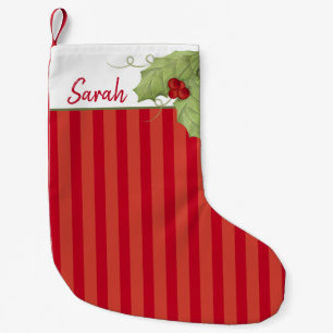 Petite Chaussette De Noël Vert rouge Élégant Botanique de Noël vert