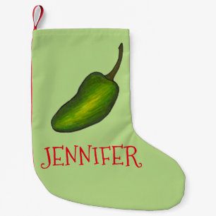 Petite Chaussette De Noël Vert Rouge Hot Jalapeño Poivre Vegetée Vegetée