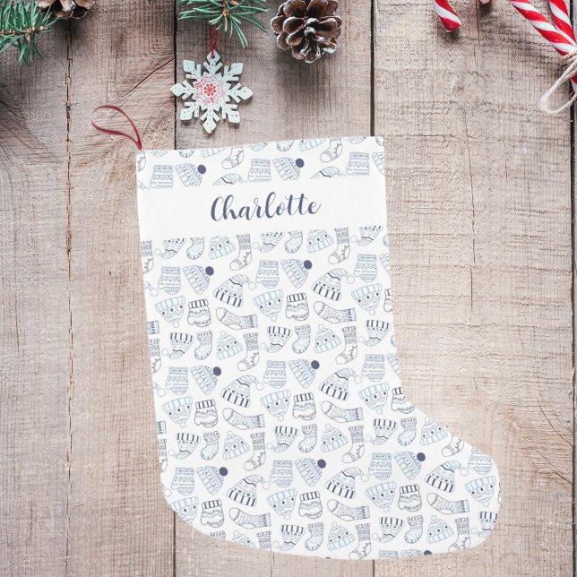 Petite Chaussette De Noël Vêtements d'hiver tricotés blancs et bleus pour No (Créateur téléchargé)
