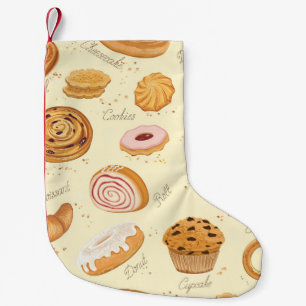 Petite Chaussette De Noël Viennoiseries Assorties : Motif sans Seamless Savo