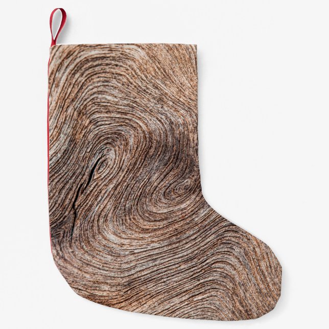 Petite Chaussette De Noël vieux arrière - plan ou texture de bois (Devant)