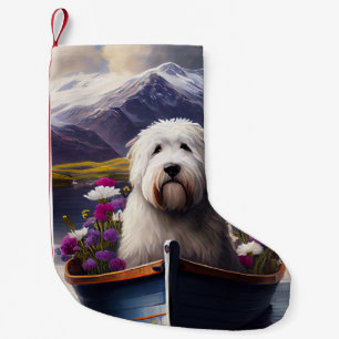 Petite Chaussette De Noël Vieux Berger Anglais sur Pagaie : Une Aventure Scé