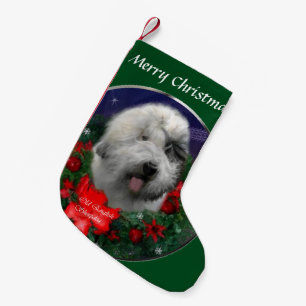 Petite Chaussette De Noël Vieux Noël anglais de chien de berger
