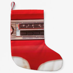 Petite Chaussette De Noël Vieux radio de voiture à l'intérieur d'une voiture