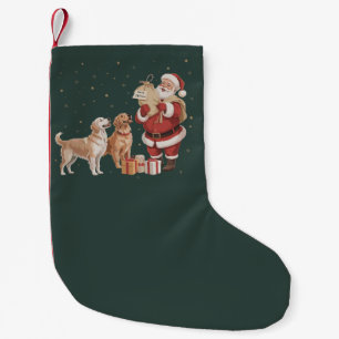 Petite Chaussette De Noël Vieux Santa Golden Retriever Noël Maman de Chien
