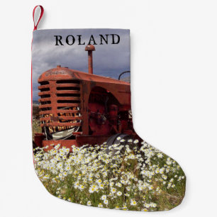 Petite Chaussette De Noël Vieux tracteur de ferme Chausson de Noël rustique