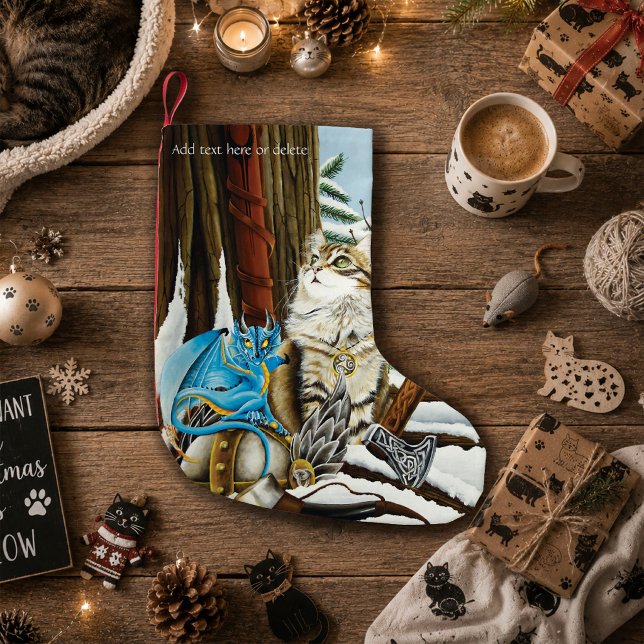 Petite Chaussette De Noël Viking Cat Blue Dragon (Créateur téléchargé)