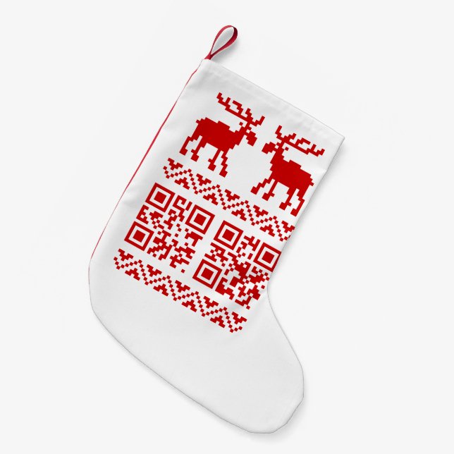Petite Chaussette De Noël Vilain Sweater QR Code Bonne année! (Devant (Accrochage))
