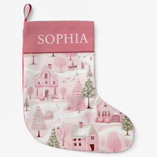Petite Chaussette De Noël Village Rose Wonderland Girls