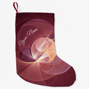 Petite Chaussette De Noël Vin moderne élégant Abstrait Rouge Fractal Art Nom
