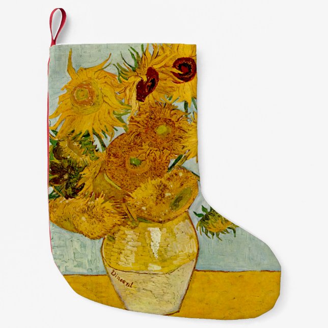 Petite Chaussette De Noël Vincent Van Gogh 12 Tournesols Impressionniste (Devant)