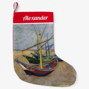 Petite Chaussette De Noël Vincent van Gogh - Bateaux de pêche sur la plage