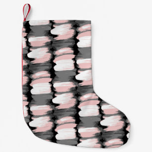 Petite Chaussette De Noël Vintage brosse, décoration dans les tons gris-rose