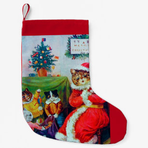 Petite Chaussette De Noël Vintage Chat Noël, Louis Wain