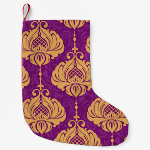 Petite Chaussette De Noël Vintage Damask Motif ornemental.
