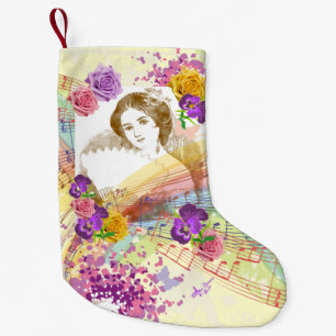 Petite Chaussette De Noël Vintage Fan Lady Joli Jaune Noël Stocker