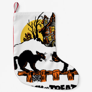 Petite Chaussette De Noël Vintage Halloween Black Cats Trou ou Treat