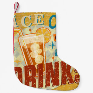 Petite Chaussette De Noël Vintage Ice Froid Boissons signe métallique. vinta