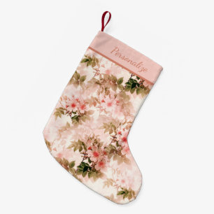 Petite Chaussette De Noël Vintage Motif chic et élégant à la florale rose