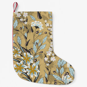 Petite Chaussette De Noël Vintage motif floral transparent sur fond noir
