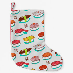 Petite Chaussette De Noël Vintage nigiri sushi, motif doodé