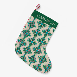 Petite Chaussette De Noël Vintage Orné Art Nouveau Vert Personnalisé