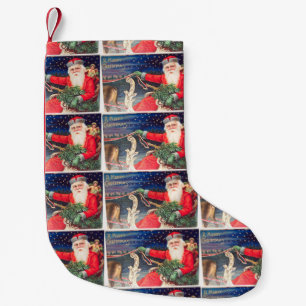 Petite Chaussette De Noël Vintage Père Noël sur traîneau
