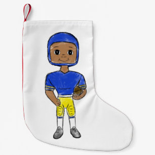 Petite Chaussette De Noël vintage retro joueur de football bleu jaune simple