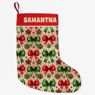 Petite Chaussette De Noël vintage Retro Noël Étoiles et vaches Motif