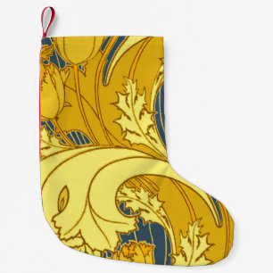 Petite Chaussette De Noël Vintage Tulip Blue Gold Motif