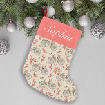 Petite Chaussette De Noël Vintage Vélo rose Floral japonais Monogramme<br><div class="desc">Vintage Vélo rose Floral japonais Monogramme</div>