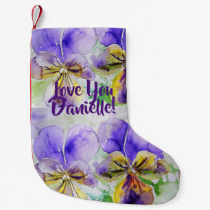 Petite Chaussette De Noël Viola Aquarelle Fleurs Floral Love You Stocker