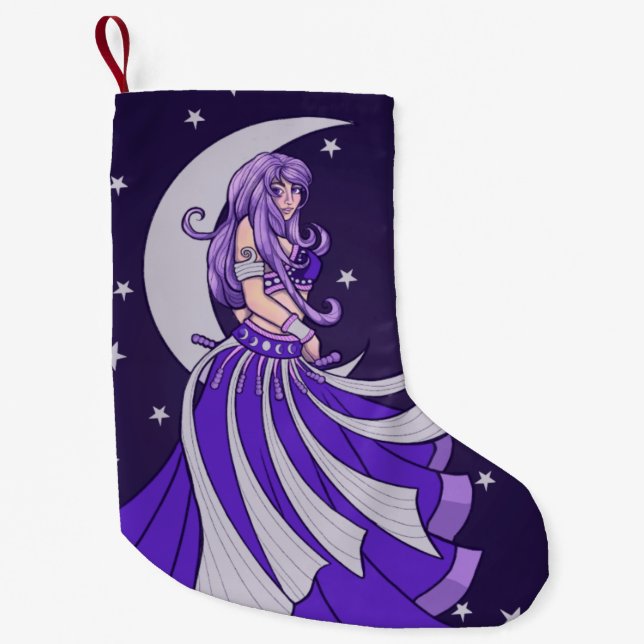 Petite Chaussette De Noël Violet Lune Déesse Ventre Danseuse Violet Art (Devant)
