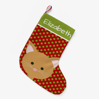 Petite Chaussette De Noël Visage de Kitty mignon orange