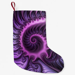 Petite Chaussette De Noël Vivid Cool Abstrait rose violet Fractal Art Spiral