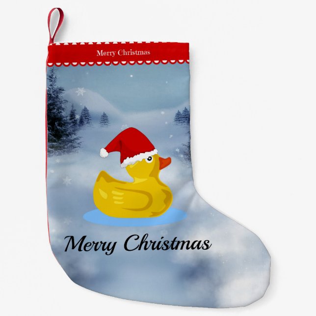 Petite Chaussette De Noël Vœux de Noël de Rubber Ducky (Devant)