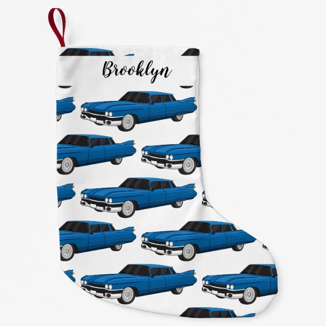 Petite Chaussette De Noël Voiture classique de 1959 bleu clair (Devant)