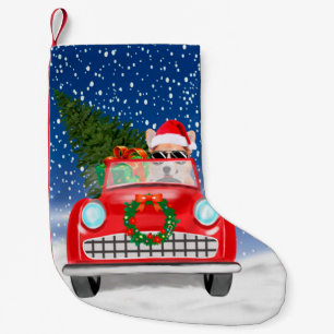 Petite Chaussette De Noël Voiture De Conduite De Chien De Corgi En Noël De N