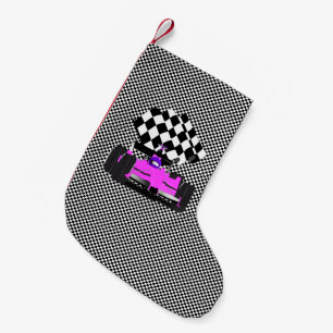 Petite Chaussette De Noël Voiture de course rose